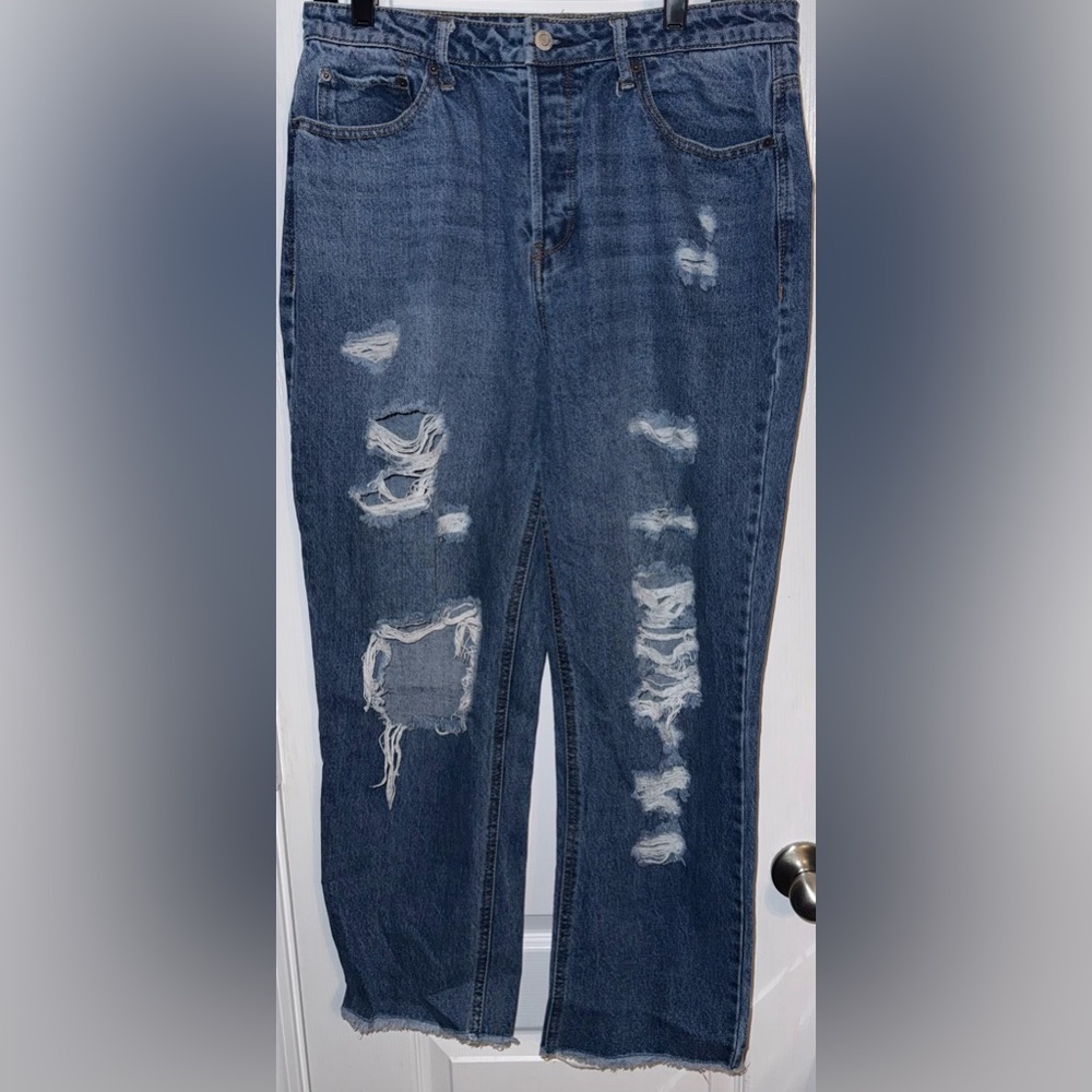 Vanilla Star Distressed Blue 90s Boyfriend Jeans Size 13